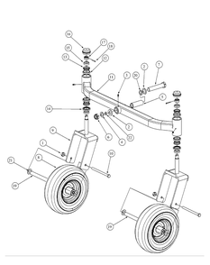 Front Caster Assembly Diagram and Parts List for M60-KW LC-53AB5GFX750-29HP Cub Cadet Lawn Tractor